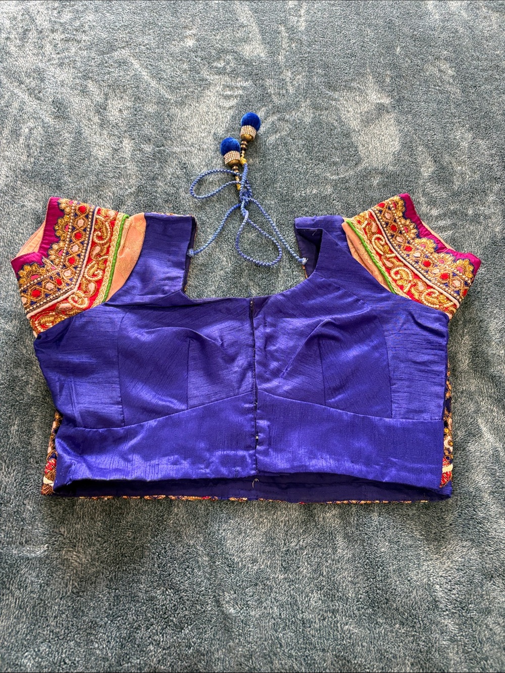 Traditional Embroidered Royal Blue Women's Blouse